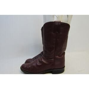 JUSTIN Mens Size 6 D Burgundy Leather Roper Western Cowboy Boots